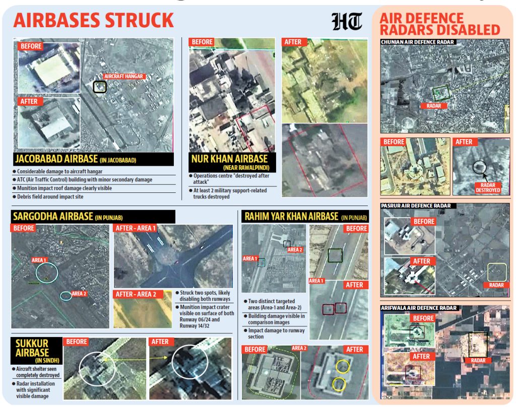 Satellite images of the airstrikes.