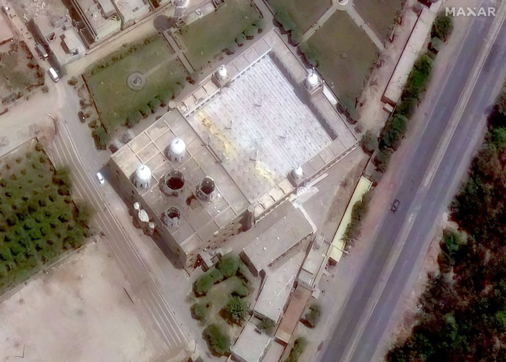 A satellite image shows a closer view of Jamia Masjid Subhan Allah following airstrikes in Bahawalpur, Pakistan.(AFP)