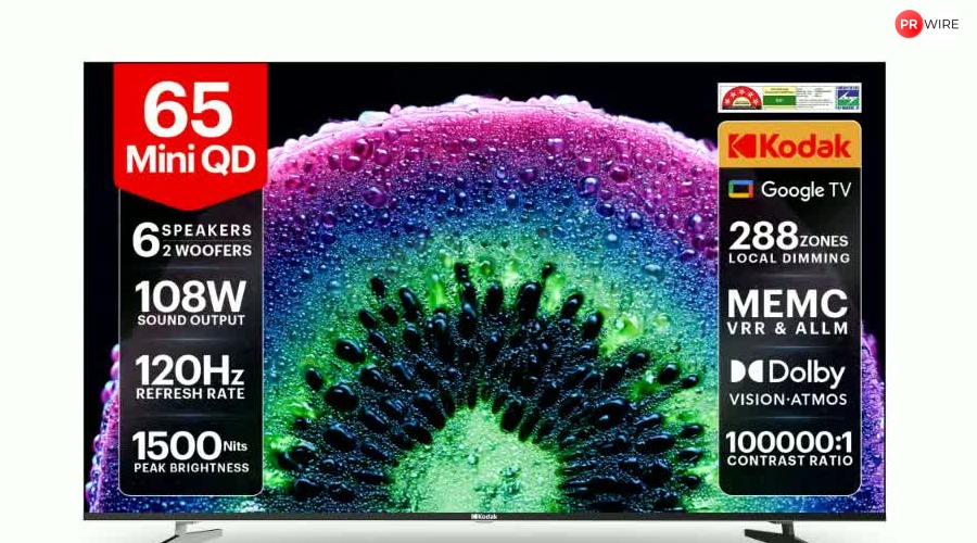 Kodak launches 65-inch Mini LED 4K smart TV in India with six speakers at Rs…